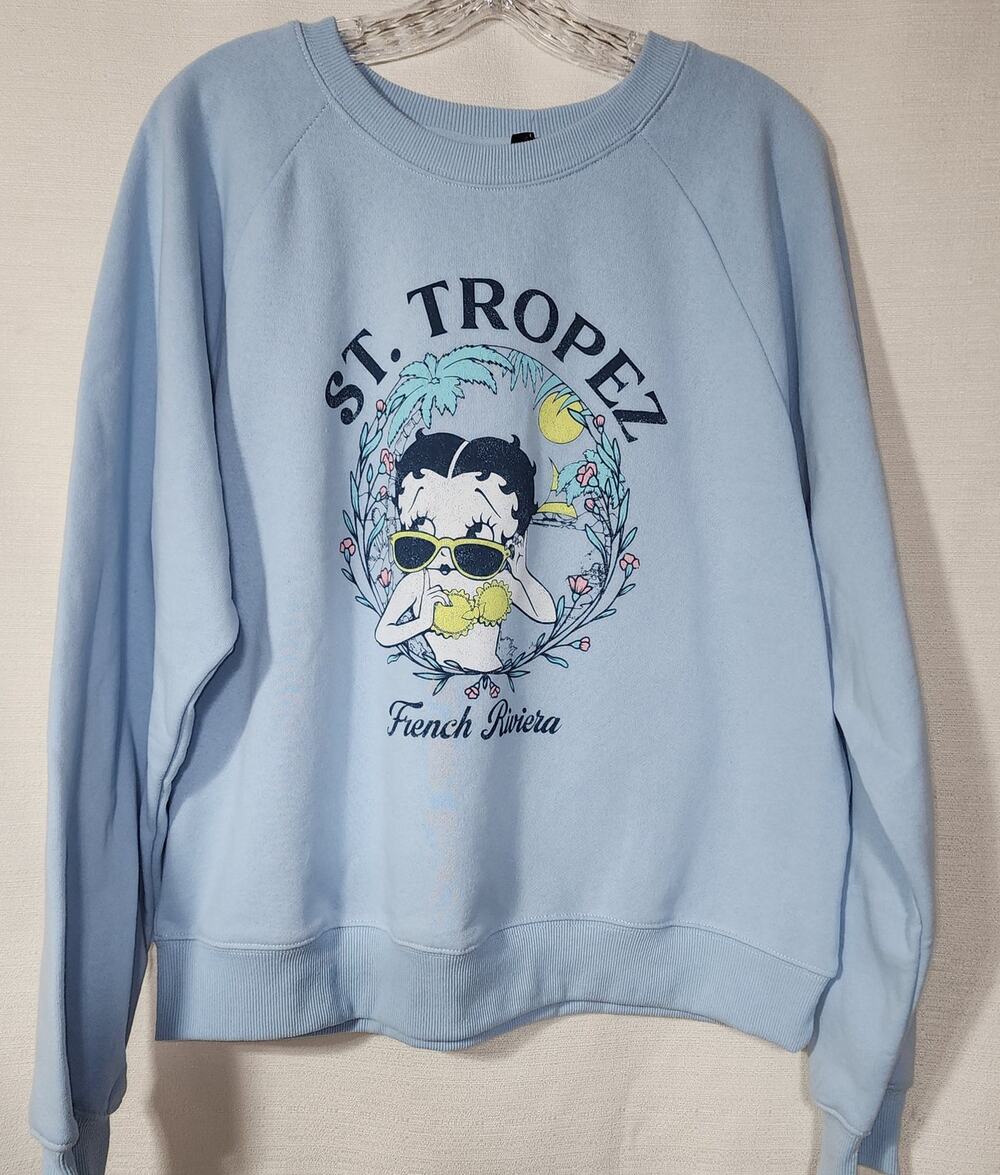Betty Boop ST. Tropez French Riviera blue sweatshirt size large women's